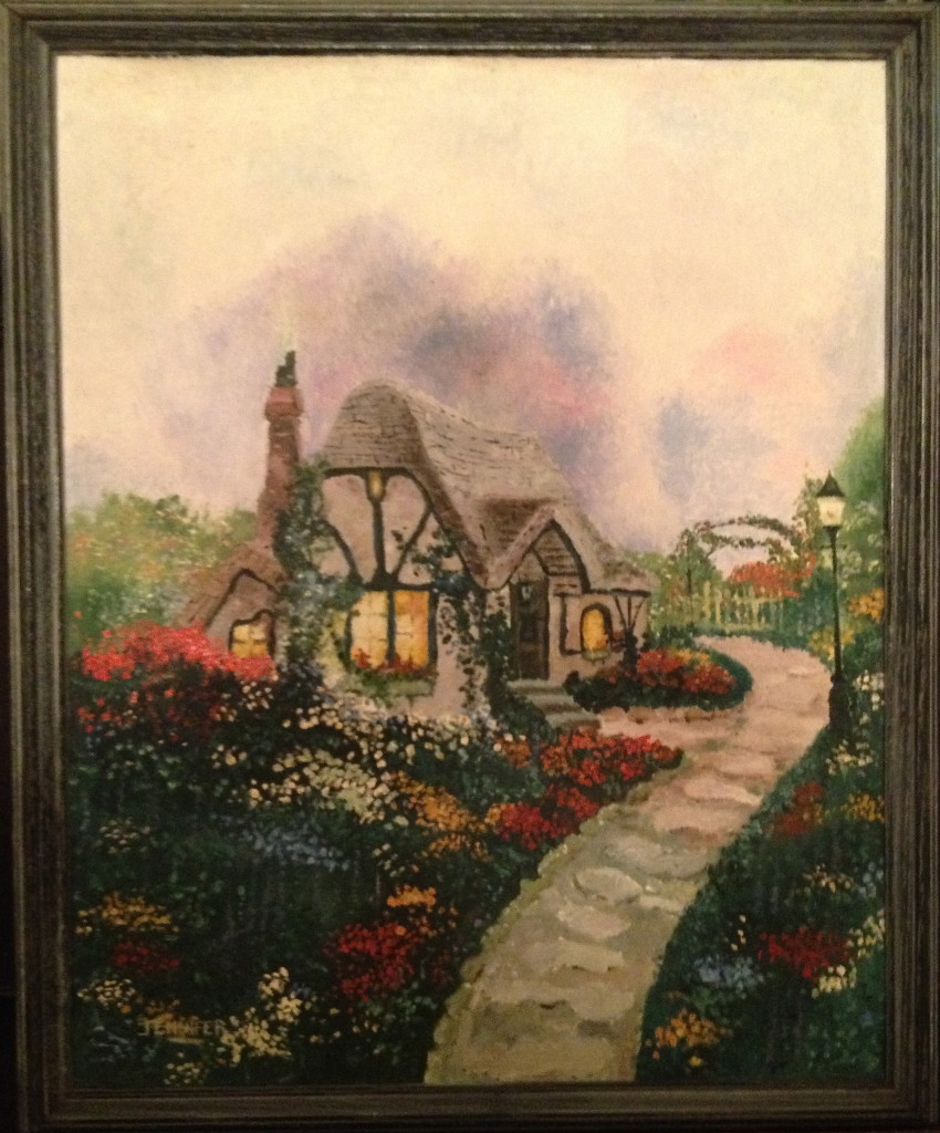 My first oil painting circa 1990 (24 years ago!). (Inspired by a Thomas Kincade original)